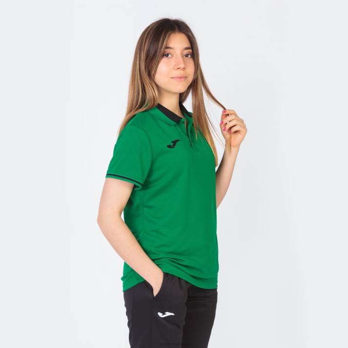 Joma 82P4R2667 أخضر أسود بطولة قميص بولو قصير الاكمام vi نحيف