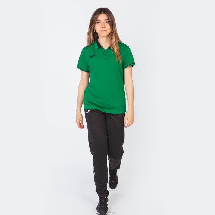 Joma 82P4R2667 أخضر أسود بطولة قميص بولو قصير الاكمام vi نحيف