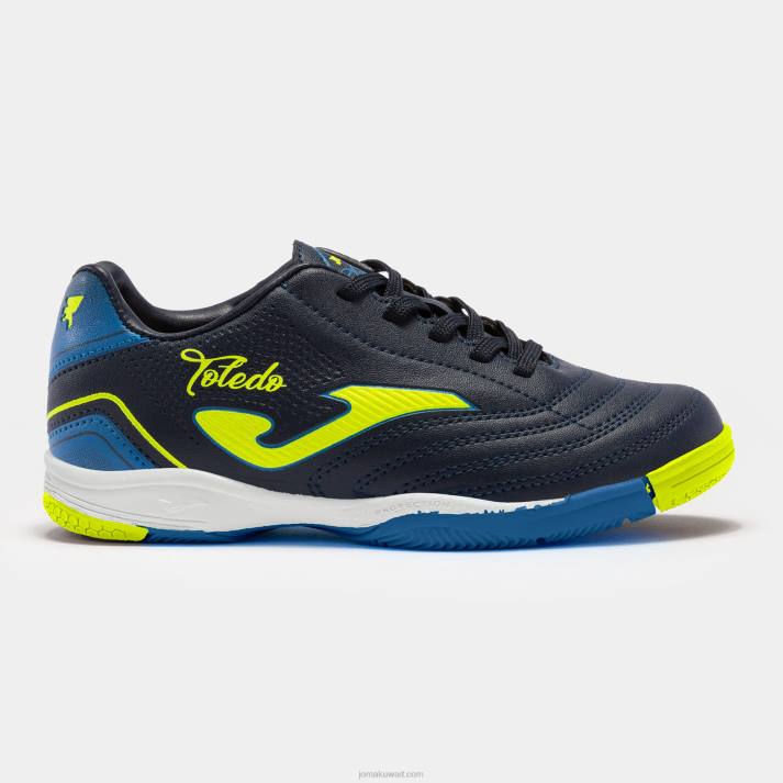 Joma 82P4R2699 الأزرق الداكن والأصفر حذاء كرة الصالات توليدو جونيور 23 للناشئين داخل المباني