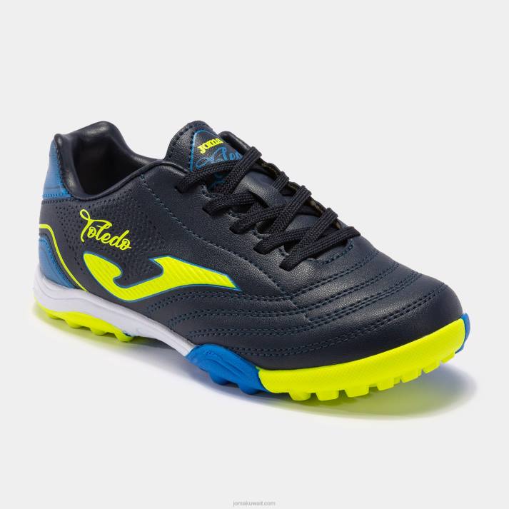 Joma 82P4R2699 الأزرق الداكن والأصفر حذاء كرة الصالات توليدو جونيور 23 للناشئين داخل المباني