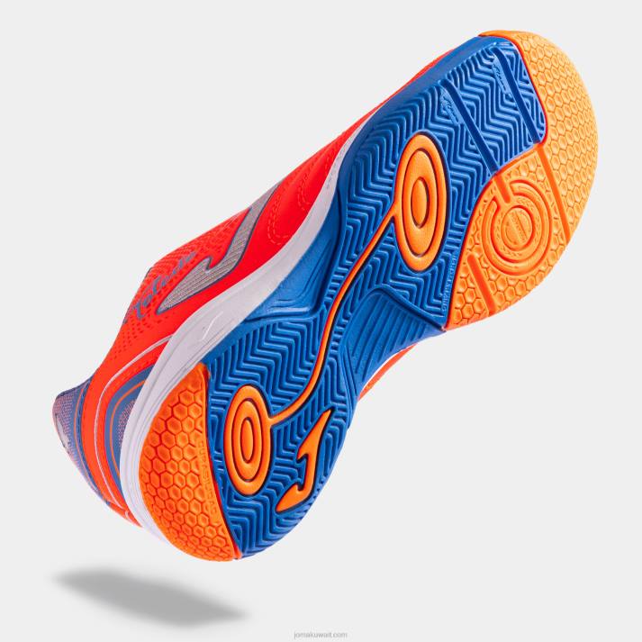 Joma 82P4R2729 البرتقالي الأزرق الملكي حذاء كرة الصالات توليدو جونيور 23 للناشئين داخل المباني