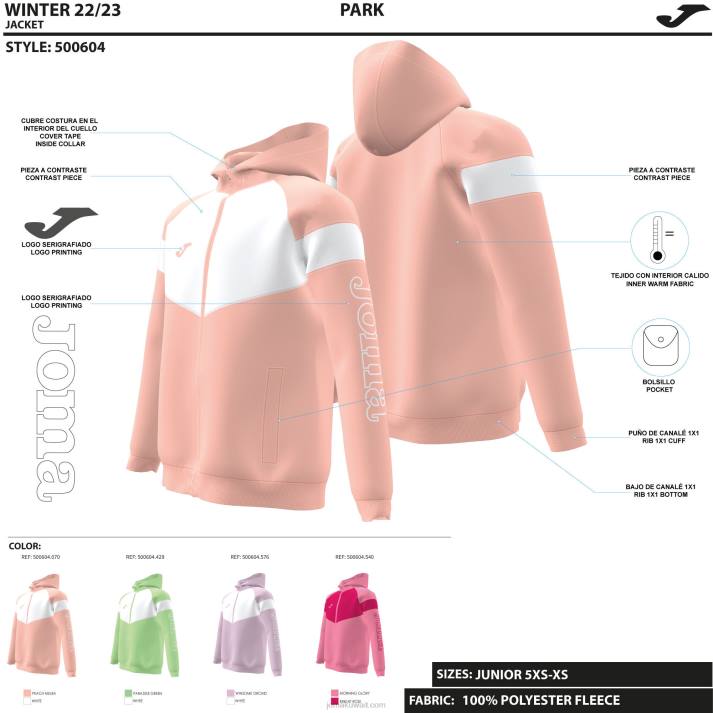 Joma 82P4R2806 أخضر مقنع سترة فتاة بارك