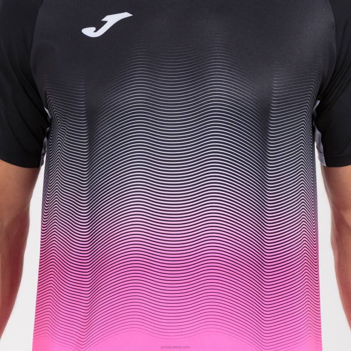 Joma 82P4R2835 أسود أبيض وردي فلوري قميص قصير الأكمام النخبة السابع رجال