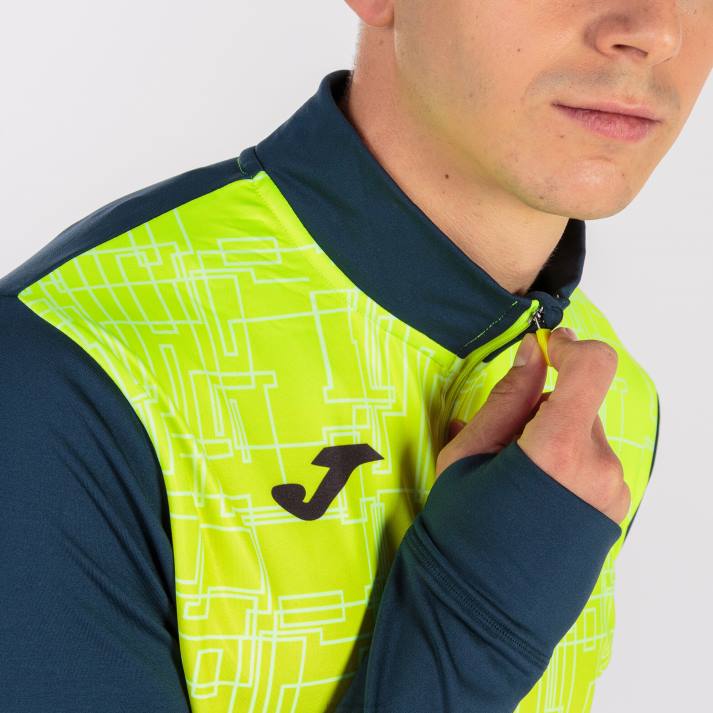 Joma 82P4R2837 الأزرق الداكن أصفر فلوري قميص من النوع الثقيل النخبة الثامن رجال