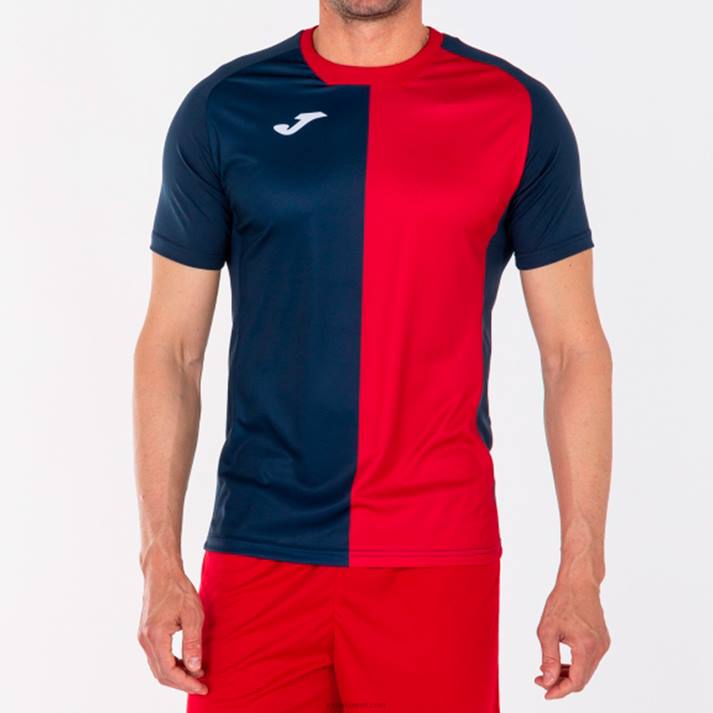 Joma 82P4R2846 الأزرق الداكن الأحمر قميص مدينة كم قصير رجال