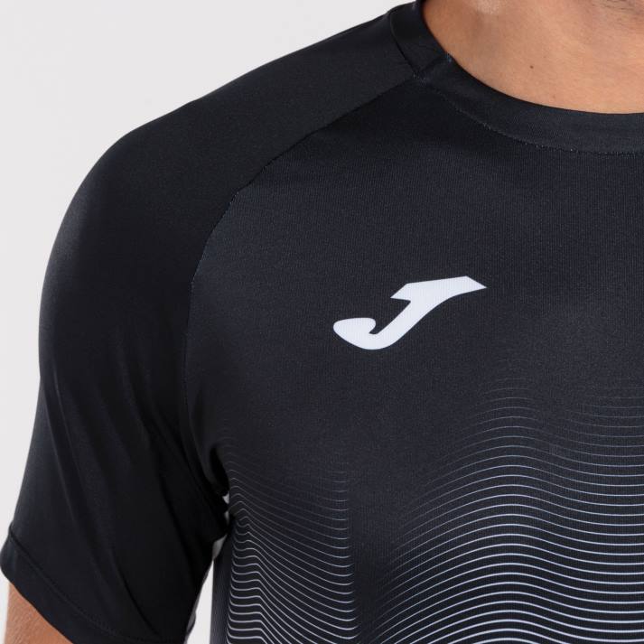 Joma 82P4R287 أسود أبيض رمادي قميص قصير الأكمام النخبة السابع رجال