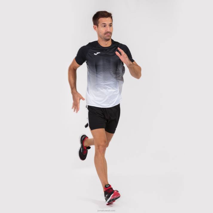 Joma 82P4R287 أسود أبيض رمادي قميص قصير الأكمام النخبة السابع رجال