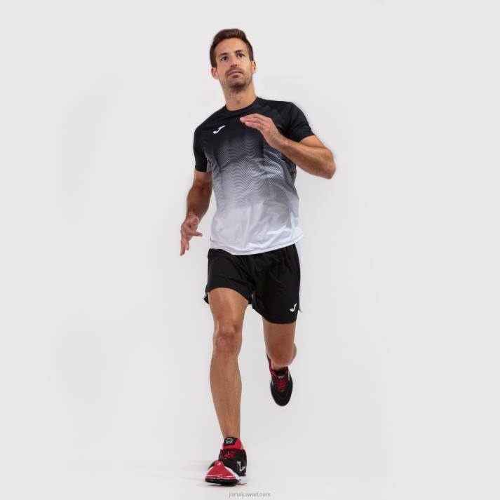 Joma 82P4R287 أسود أبيض رمادي قميص قصير الأكمام النخبة السابع رجال
