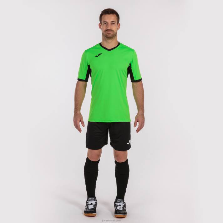 Joma 82P4R289 الجير الأسود قميص بطولة قصيرة الأكمام الرابع رجال