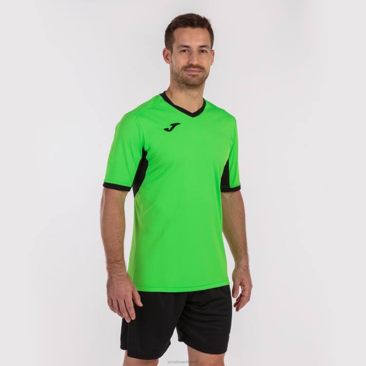 Joma 82P4R289 الجير الأسود قميص بطولة قصيرة الأكمام الرابع رجال