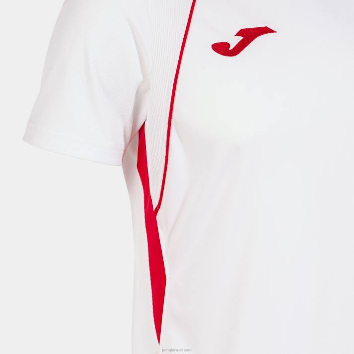 Joma 82P4R2910 أبيض أحمر قميص بطولة قصيرة الأكمام السابع رجال