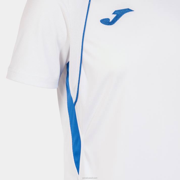 Joma 82P4R2916 أبيض أزرق ملكي قميص بطولة قصيرة الأكمام السابع رجال