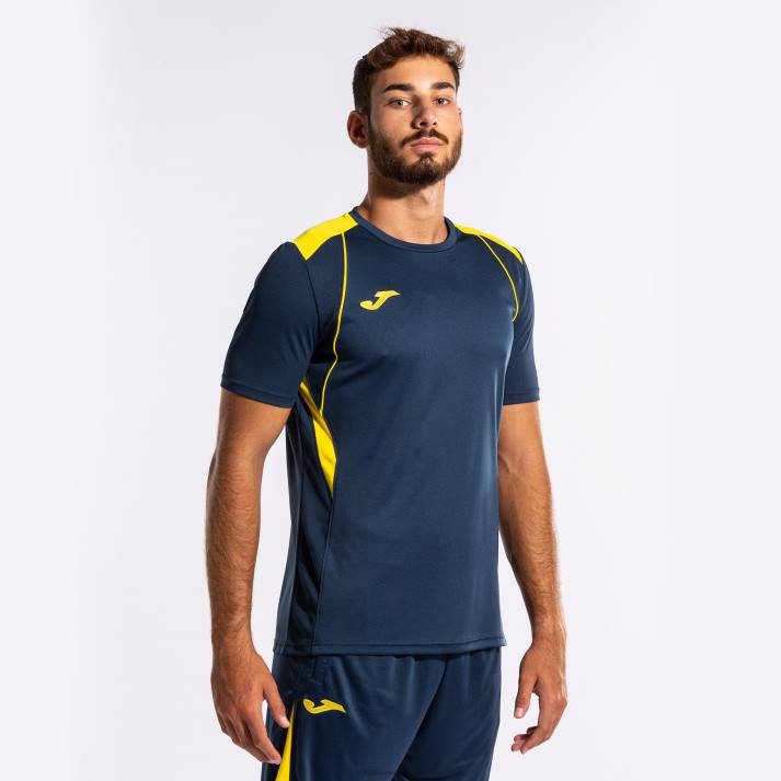 Joma 82P4R2917 الأزرق الداكن والأصفر قميص بطولة قصيرة الأكمام السابع رجال