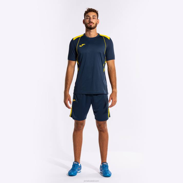 Joma 82P4R2917 الأزرق الداكن والأصفر قميص بطولة قصيرة الأكمام السابع رجال