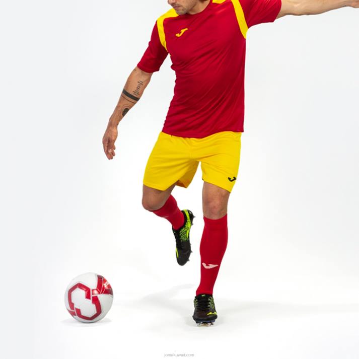 Joma 82P4R2948 احمر اصفر بطولة قميص قصير الأكمام v رجال