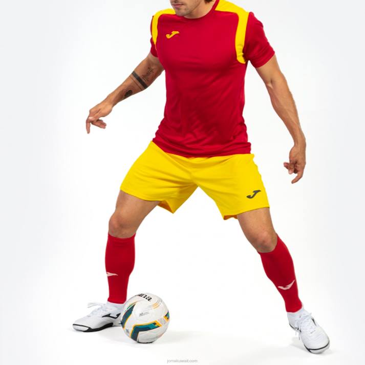 Joma 82P4R2948 احمر اصفر بطولة قميص قصير الأكمام v رجال
