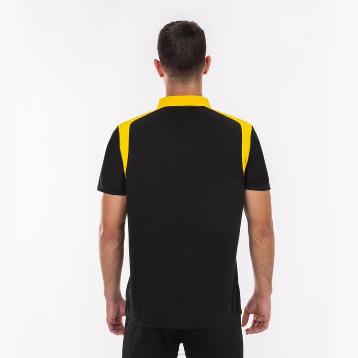 Joma 82P4R2950 أصفر مسود بطولة قميص بولو بأكمام قصيرة v رجال