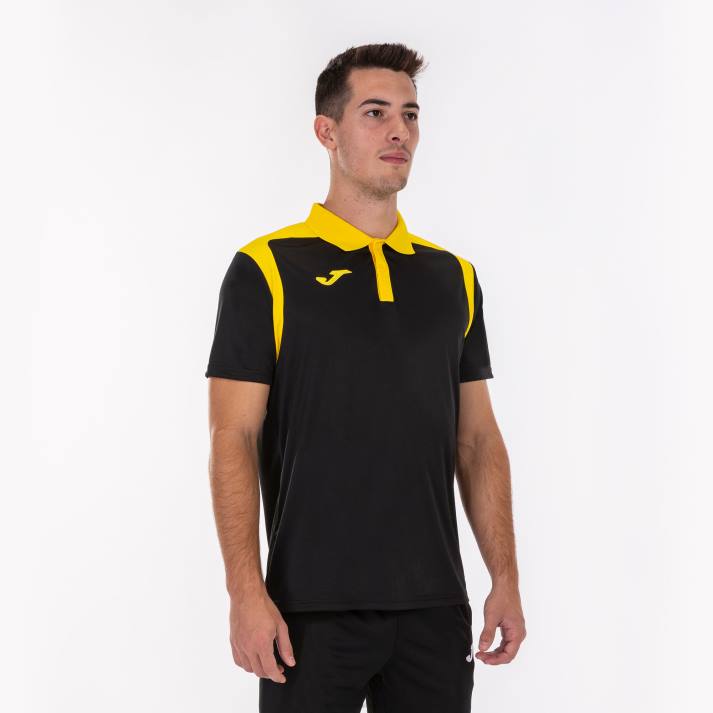 Joma 82P4R2950 أصفر مسود بطولة قميص بولو بأكمام قصيرة v رجال