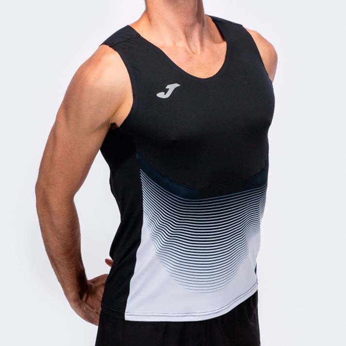 Joma 82P4R2961 أسود أبيض بلا أكمام تي شيرت النخبة السادس رجال