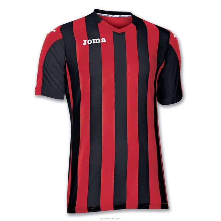 Joma 82P4R2963 أحمر أسود قميص بأكمام قصيرة رجال