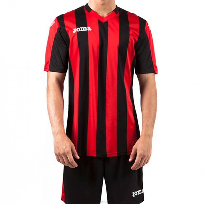 Joma 82P4R2963 أحمر أسود قميص بأكمام قصيرة رجال