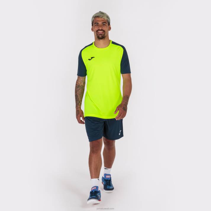 Joma 82P4R2968 الفلورسنت الأصفر الأزرق الداكن قميص بأكمام قصيرة أكاديمية رابعا رجال
