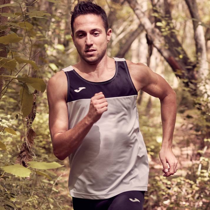 Joma 82P4R2983 مزيج أسود رمادي سباق تي شيرت بلا أكمام رجال