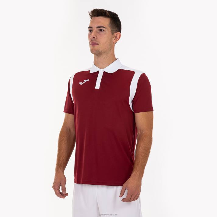 Joma 82P4R2985 بورجوندي أبيض بطولة قميص بولو بأكمام قصيرة v رجال