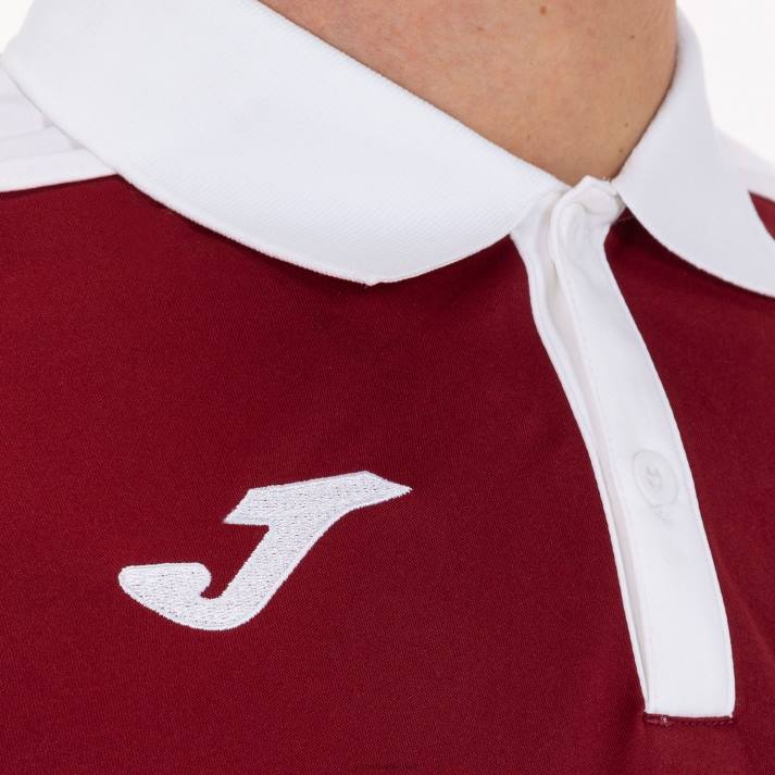 Joma 82P4R2985 بورجوندي أبيض بطولة قميص بولو بأكمام قصيرة v رجال