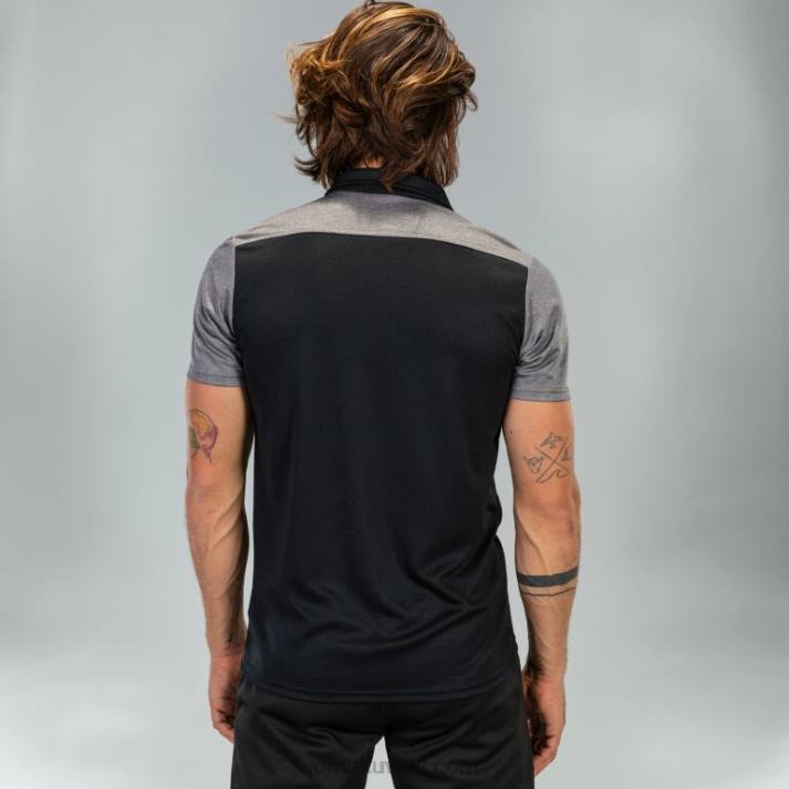 Joma 82P4R2987 أسود اللون الرمادي قميص بولو بأكمام قصيرة هواية II رجال