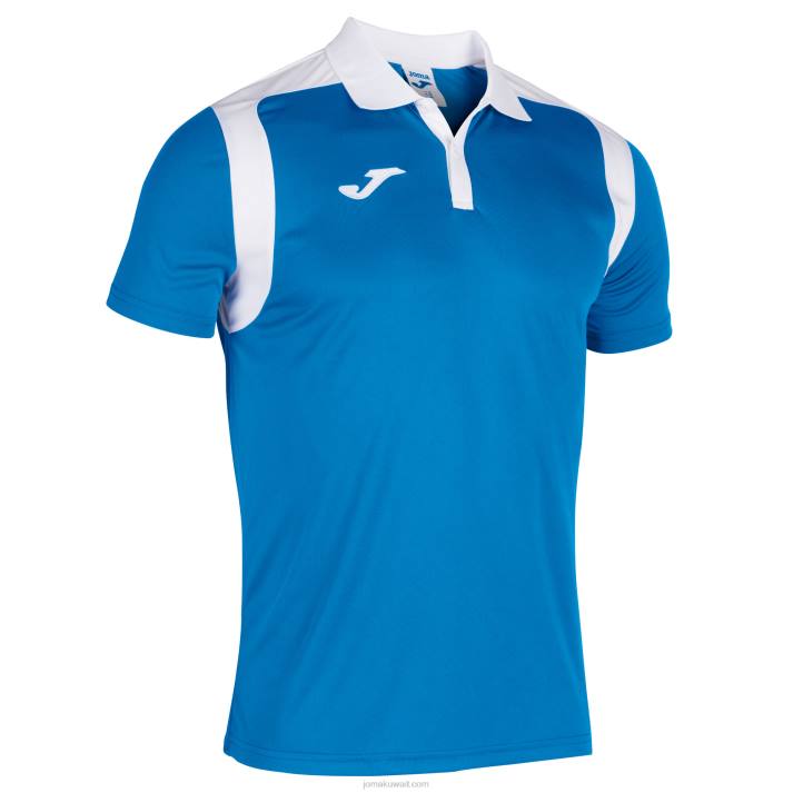 Joma 82P4R2990 أزرق ملكي أبيض بطولة قميص بولو بأكمام قصيرة v رجال