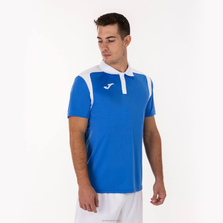 Joma 82P4R2990 أزرق ملكي أبيض بطولة قميص بولو بأكمام قصيرة v رجال