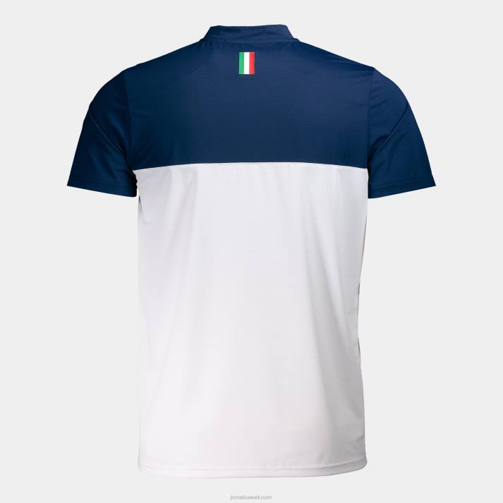 Joma 82P4R2993 الأزرق الداكن الأبيض قميص بولو قصير الاكمام لاتحاد التنس والباديل الايطالى