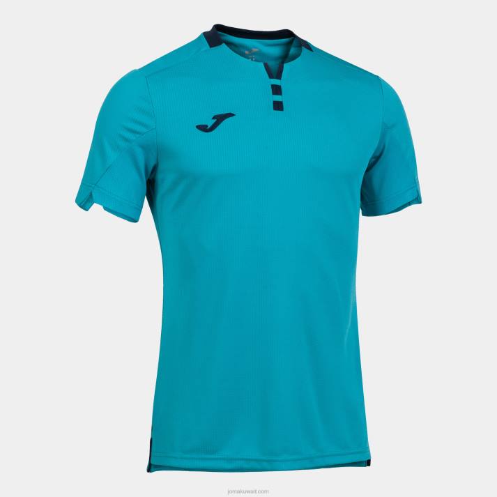 Joma 82P4R3028 الفلورسنت الفيروز الأزرق الداكن قميص بأكمام قصيرة ذهبي رابعا رجال