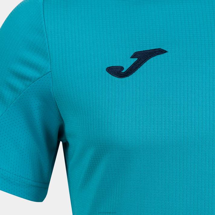 Joma 82P4R3028 الفلورسنت الفيروز الأزرق الداكن قميص بأكمام قصيرة ذهبي رابعا رجال