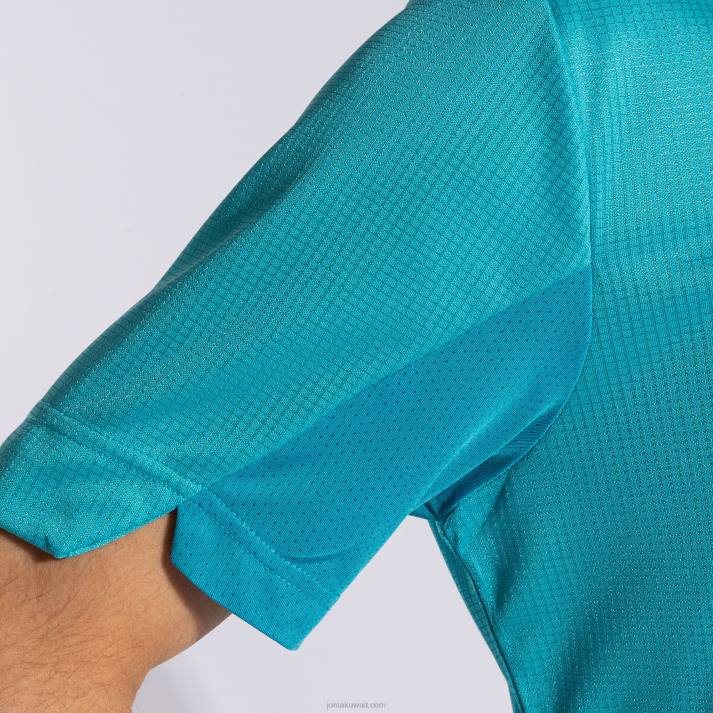 Joma 82P4R3028 الفلورسنت الفيروز الأزرق الداكن قميص بأكمام قصيرة ذهبي رابعا رجال