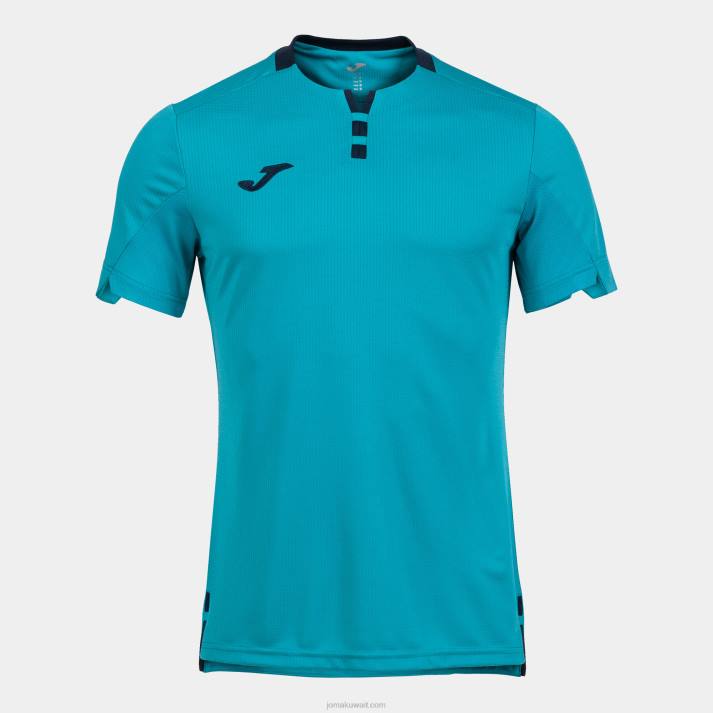 Joma 82P4R3028 الفلورسنت الفيروز الأزرق الداكن قميص بأكمام قصيرة ذهبي رابعا رجال