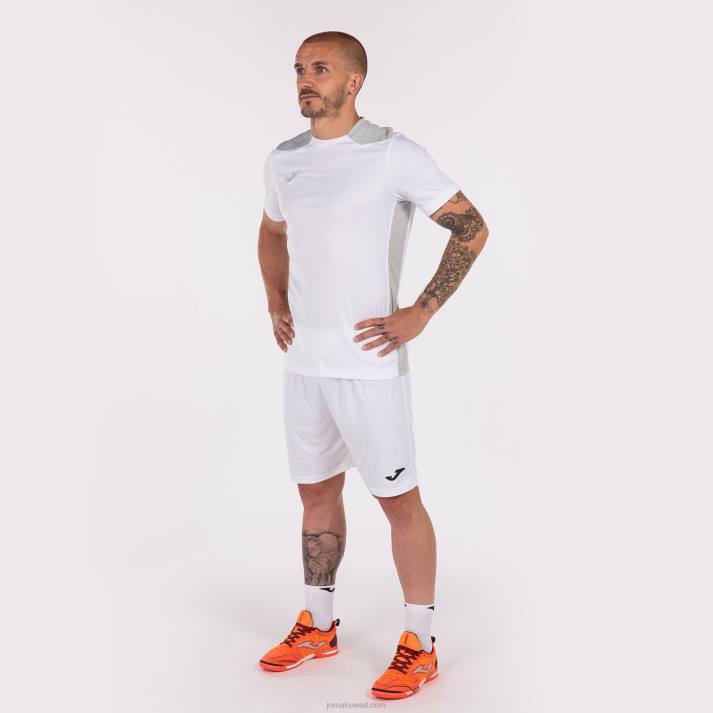 Joma 82P4R3032 ابيض رمادي بطولة قميص قصير الأكمام سادسا رجال