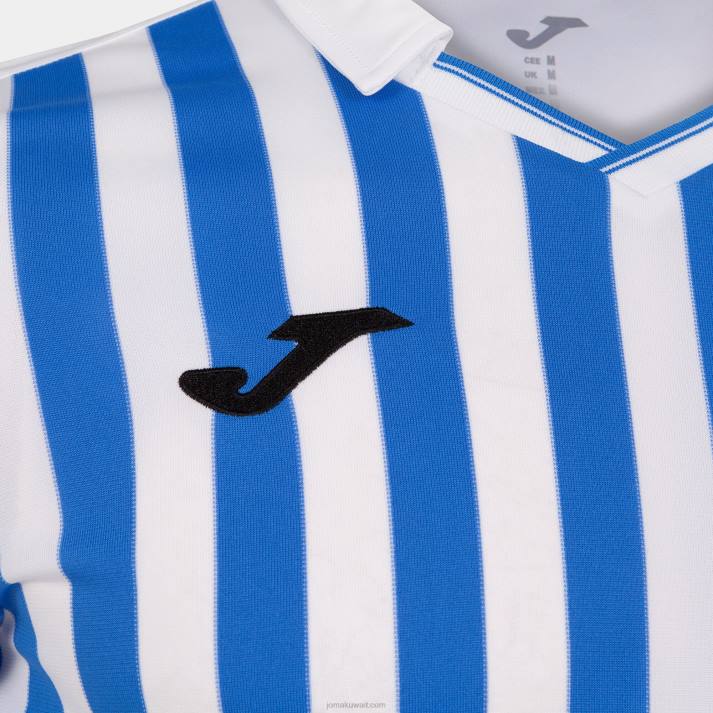 Joma 82P4R3036 أبيض أزرق ملكي قميص بأكمام قصيرة copa ii رجال