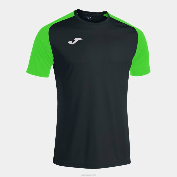 Joma 82P4R3044 أسود أخضر نيون قميص بأكمام قصيرة أكاديمية رابعا رجال