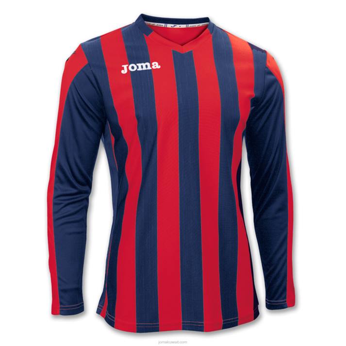 Joma 82P4R3086 أحمر أزرق كحلي قميص بأكمام طويلة رجال