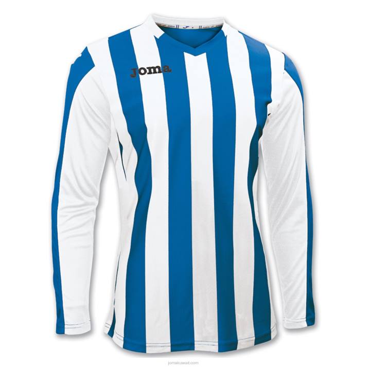 Joma 82P4R3092 أزرق ملكي أبيض قميص بأكمام طويلة رجال