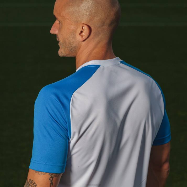 Joma 82P4R3095 أبيض أزرق ملكي قميص بأكمام قصيرة أكاديمية رابعا رجال