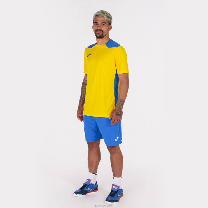 Joma 82P4R3097 أصفر أزرق ملكي بطولة قميص قصير الأكمام سادسا رجال