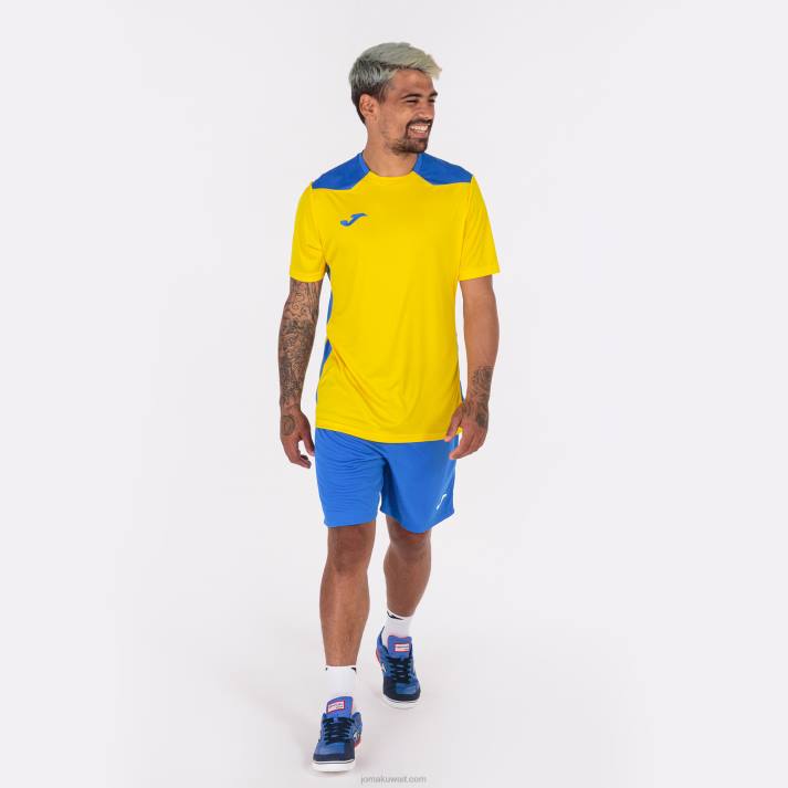 Joma 82P4R3097 أصفر أزرق ملكي بطولة قميص قصير الأكمام سادسا رجال