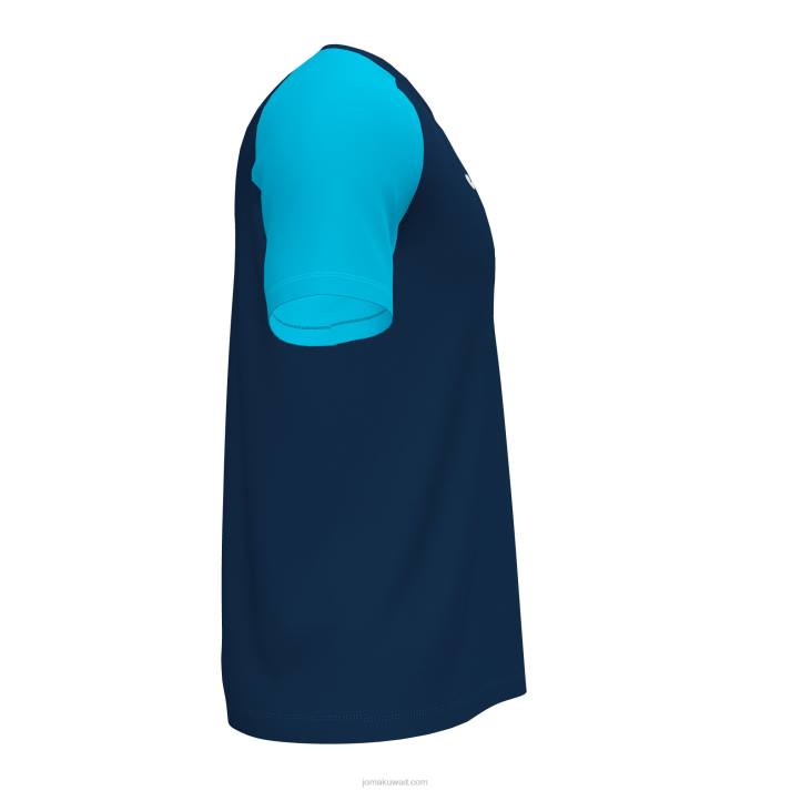 Joma 82P4R3098 الأزرق الداكن الفيروز الفلوريسنت قميص بأكمام قصيرة أكاديمية رابعا رجال