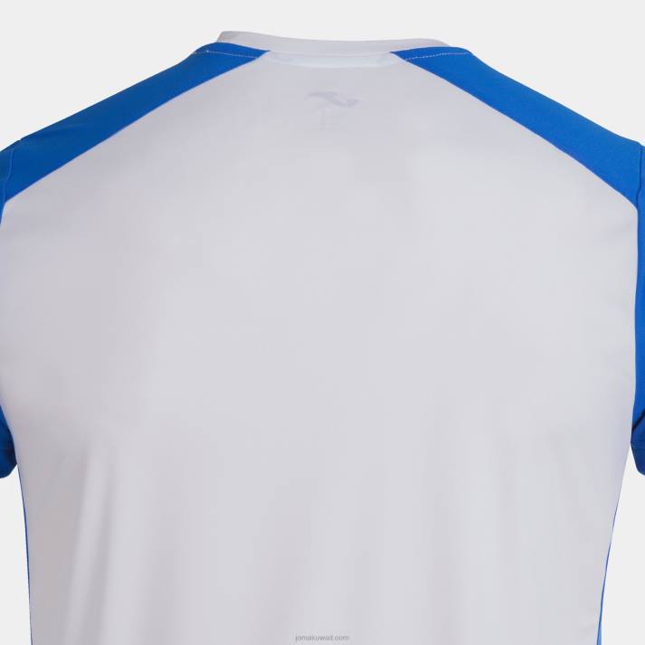Joma 82P4R3112 أبيض أزرق ملكي قميص قصير الأكمام سجل الثاني رجال