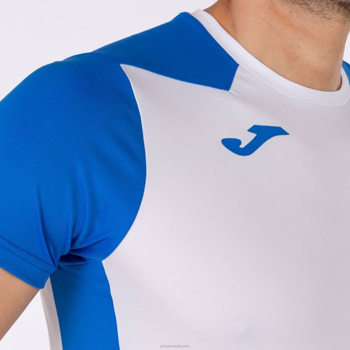 Joma 82P4R3112 أبيض أزرق ملكي قميص قصير الأكمام سجل الثاني رجال