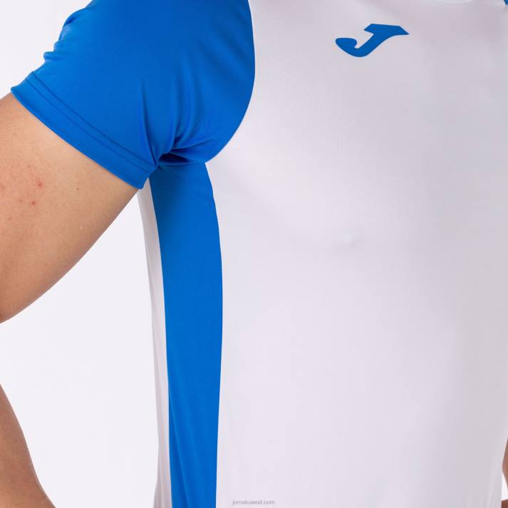 Joma 82P4R3112 أبيض أزرق ملكي قميص قصير الأكمام سجل الثاني رجال