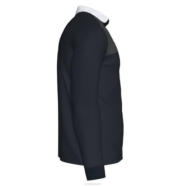 Joma 82P4R3123 أسود رمادي غامق قميص بولو طويل الأكمام الفائز الثاني رجال